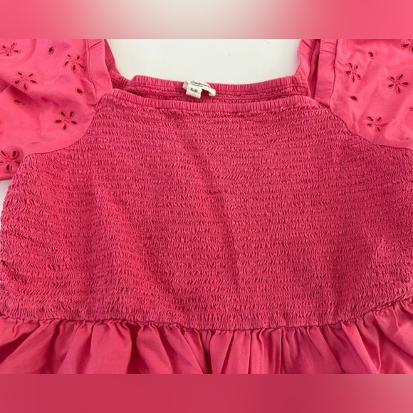 Beachlunchlounge Smocked Midi Dress Barbie Pumps Color Short Eyelet Sleeves XL - Picture 8 of 10